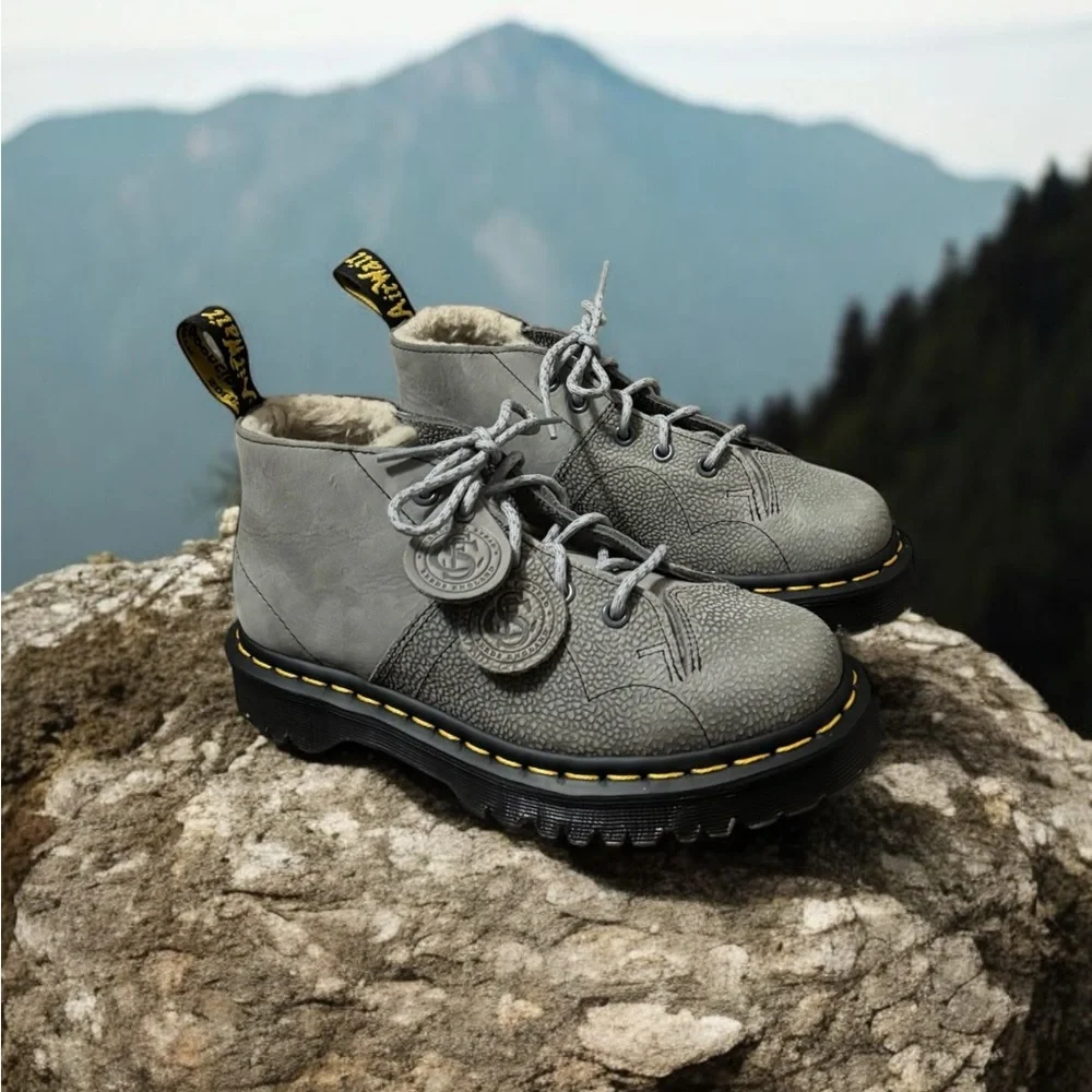 Dr. Martens Church Nubuck and Pebble Monkey Boots. Grey Lace-Up Boots. NWOB - Picture 6 of 11